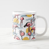 Rosa Flamingo-Vögel und Sonnenuntergang | Tropisch Jumbo-Tasse (Rechts)
