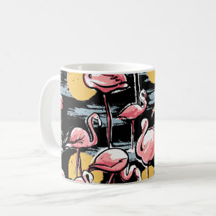 Rosa Flamingo-Vögel und Sonnenuntergang   Tropisch Kaffeetasse