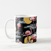 Rosa Flamingo-Vögel und Sonnenuntergang | Tropisch Kaffeetasse (Links)