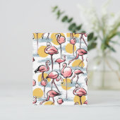 Rosa Flamingo-Vögel und Sonnenuntergang | Tropisch Postkarte (Stehend Vorderseite)