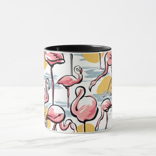 Rosa Flamingo-Vögel und Sonnenuntergang | Tropisch Tasse (Zentrum)