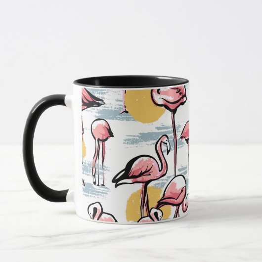 Rosa Flamingo-Vögel und Sonnenuntergang | Tropisch Tasse (Links)