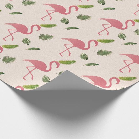 Rosa Flamingo-Vogelmuster Geschenkpapier (Ecke)