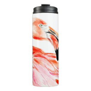 Rosa Flamingo-Vogelprofil-Portrait, phantastisch Thermosbecher