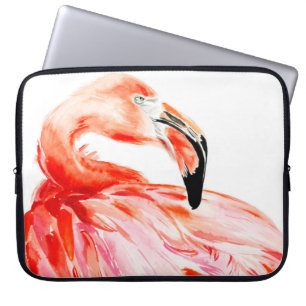 Rosa Flamingo-Vogelprofilporträt, erstaunliche Sch Laptopschutzhülle