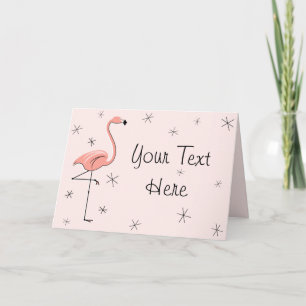 Rosa Flamingo-Vorderseitentext Grußkarte Karte