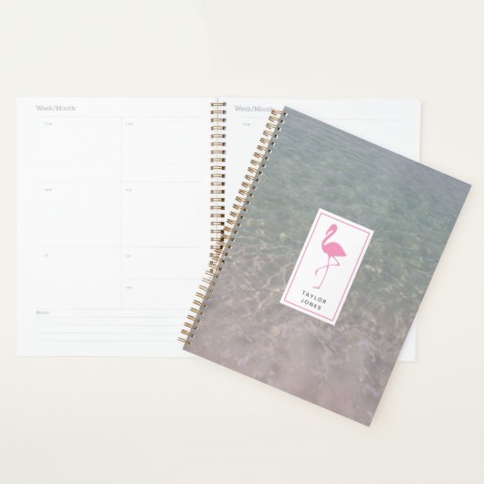 Rosa Flamingo Wasser Personalisiert Planer (Anzeige)