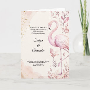 Rosa Flamingo-Wasserfarbe-Goldene Hochzeit  Karte