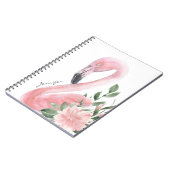 Rosa Flamingo Wasserfarbe Tropisch mit Ihrem Namen Notizblock (Linke Seite)