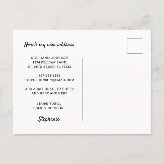 Rosa Flamingo Wasserfarbenwolken I Moving to Flori Ankündigungspostkarte (Rückseite)