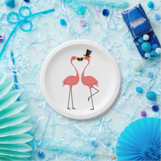 Rosa Flamingo Wedding Brautparty Liebe Luau Pappteller (Party)