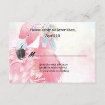 Rosa Flamingo Wedding RSVP Card