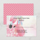 Rosa Flamingo Wedding RSVP Card Karte (Vorne/Hinten)