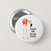 Rosa Flamingo, weiblich Button (Vorne & Hinten)