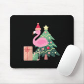 Rosa Flamingo Weihnachtsbaum Tropischer Sommer Wei Mousepad (Mit Mouse)