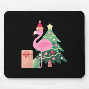 Rosa Flamingo Weihnachtsbaum Tropischer Sommer Wei Mousepad
