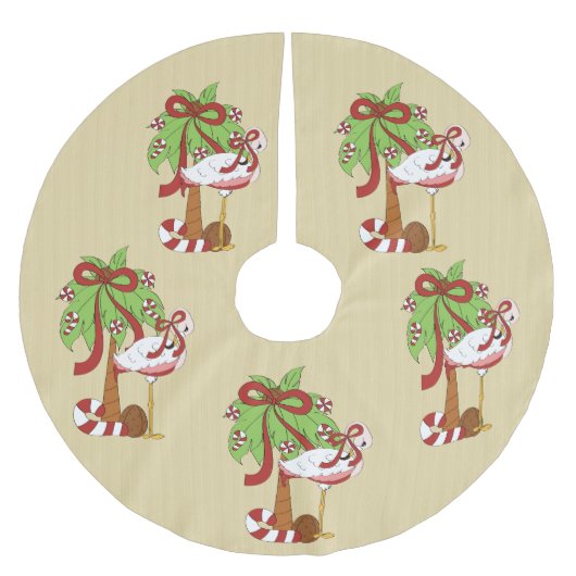 Rosa Flamingo Weihnachtsbaumrock Polyester Weihnachtsbaumdecke (Vorderseite)