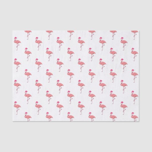 Rosa Flamingo Weihnachtsmann Muster Seidenpapier (Vorderseite)