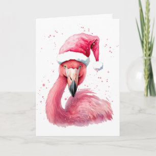 Rosa Flamingo Weihnachtsmannmütze Frohe Weihnachts Karte