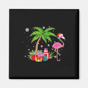 Rosa Flamingo Weihnachtspalme Tropisches Weihnacht Magnet