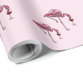 Rosa Flamingo Wein Drinker Funny Pattern Geschenkpapier (Rolleneckpunkt)