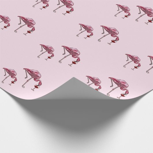 Rosa Flamingo Wein Drinker Funny Pattern Geschenkpapier (Ecke)