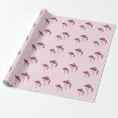 Rosa Flamingo Wein Drinker Funny Pattern Geschenkpapier (Ungerollt)