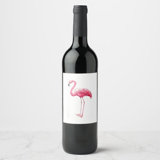 Rosa Flamingo Weinetikett (Vorderseite)