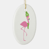 Rosa Flamingo-Winter-Weihnachtsverzierung Keramik Ornament (Rechts)
