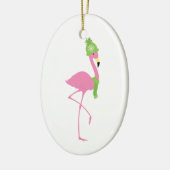 Rosa Flamingo-Winter-Weihnachtsverzierung Keramik Ornament (Links)