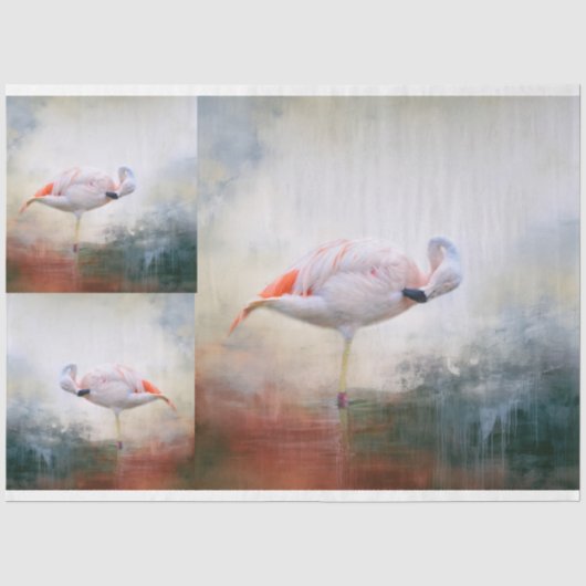 Rosa Flamingo X3 Decoupage Seidenpapier (Vorderseite)