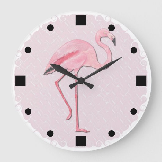 Rosa Flamingoentwurf Wanduhr (Vorderseite)