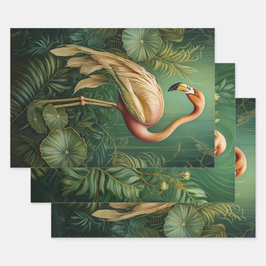 Rosa Flamingoes mit feiner Küche, Coconut Grove Geschenkpapier Set (Set)