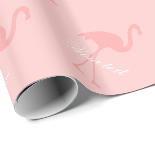 Rosa Flamingopapier | Personalisierter Text Geschenkpapier (Rolleneckpunkt)