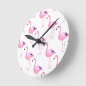 Rosa Flamingos 2 Runde Wanduhr (Winkel)