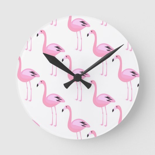 Rosa Flamingos 2 Runde Wanduhr (Vorderseite)