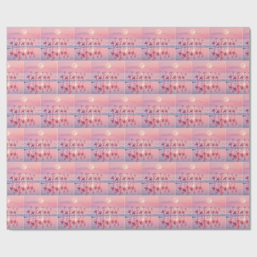 Rosa Flamingos am rosa Strand Geschenkpapier (Flach)