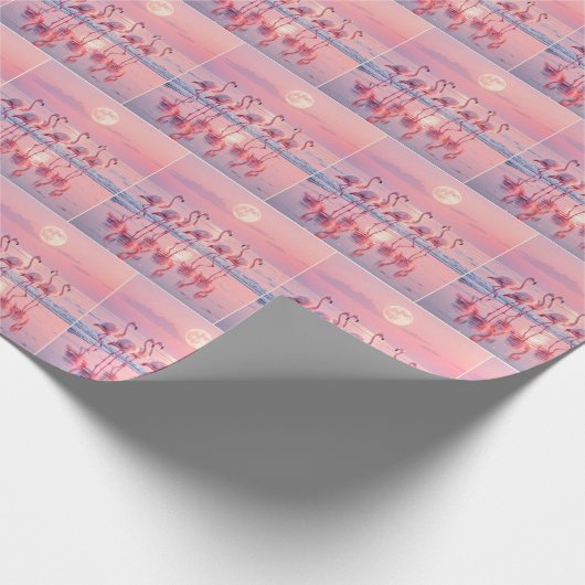 Rosa Flamingos am rosa Strand Geschenkpapier (Ecke)