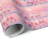 Rosa Flamingos am rosa Strand Geschenkpapier (Rolleneckpunkt)
