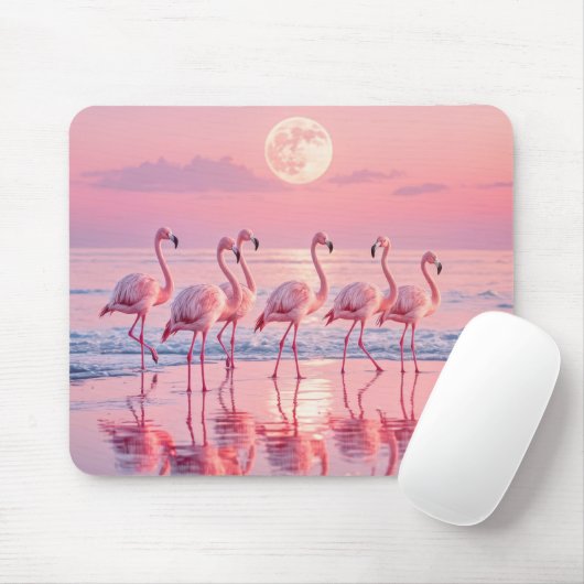 Rosa Flamingos am rosa Strand Mousepad (Mit Mouse)