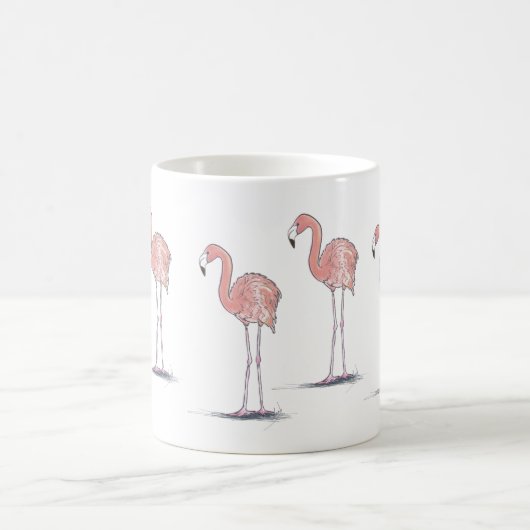 Rosa Flamingos-Aquarell zeichnend Kaffeetasse (Mittel)