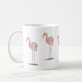 Rosa Flamingos-Aquarell zeichnend Kaffeetasse