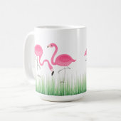 Rosa Flamingos auf grünem Gras Kaffeetasse (Vorderseite Links)