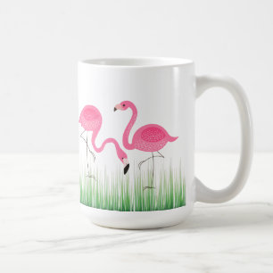 Rosa Flamingos auf grünem Gras Kaffeetasse