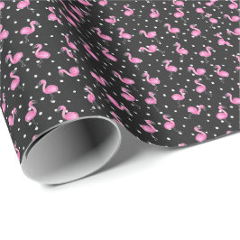 Rosa Flamingos auf Polka Punkt Geschenkpapier