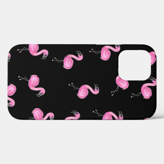 Rosa Flamingos auf schwarz Case-Mate iPhone Hülle (Rückseite (Horizontal))