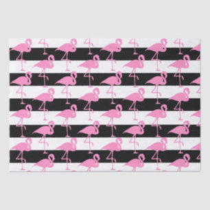 Rosa Flamingos auf Schwarz-Weiß-Streifen Seidenpapier