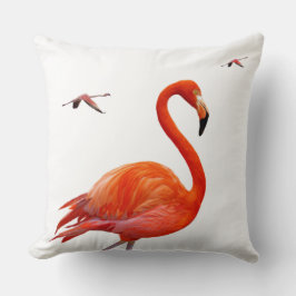 Rosa Flamingos auf Weiß Kissen