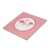 rosa Flamingos auf weißem und rosa geometrischem M Fliese (Seite)