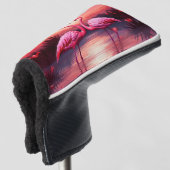 Rosa Flamingos bei Sonnenuntergang Golf Headcover (3/4 Vorderseite)